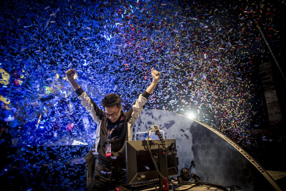 Polt celebrates his victory, and passage to the tournament finale in Washington, at Red Bull Battle Grounds, held at the Garden Theater in Detroit, MI, USA on 24 August, 2014.